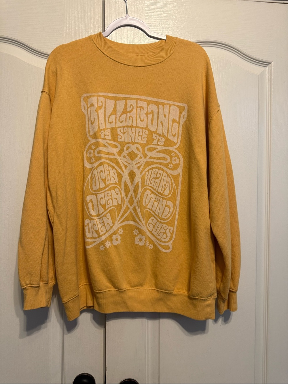 Billabong Yellow Graphic Crewneck Sweatshirt